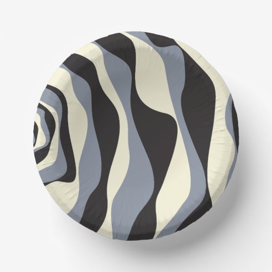 Ebb en Flow 4 in Zwart, Grijs, en Cream Papieren Kommen (Voorkant)