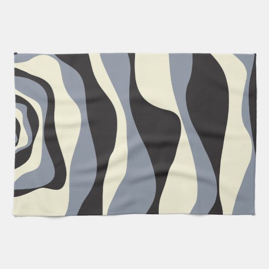 Ebb en Flow 4 in Zwart, Grijs, en Cream Theedoek (Horizontaal)