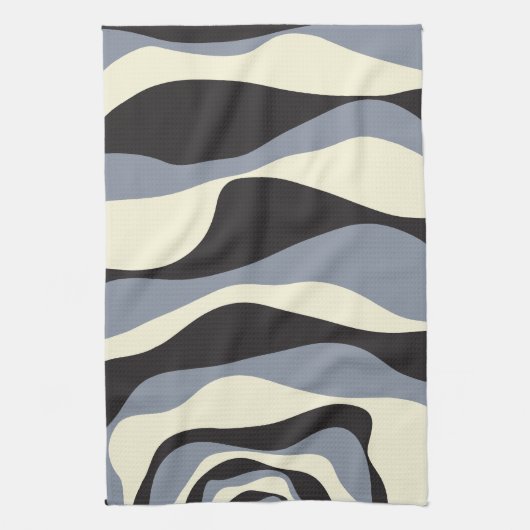 Ebb en Flow 4 in Zwart, Grijs, en Cream Theedoek (Verticaal)