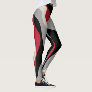 Ebb en Flow 4 - Rood, grijs, zwart en bonwit Leggings