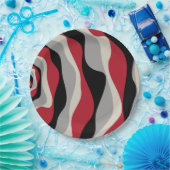 Ebb en Flow 4 - Rood, grijs, zwart en bonwit Papieren Bordje (Feest)