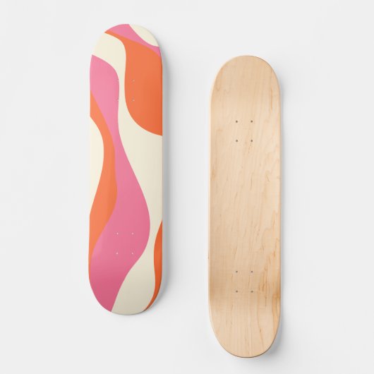 Ebb en Flow 4 - Roze, Sinaasappel en Crème Skateboard (Voorkant)