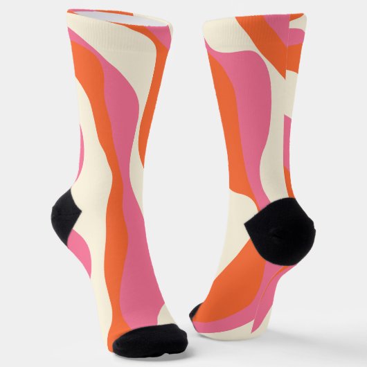 Ebb en Flow 4 - Roze, Sinaasappel en Crème Sokken (Gebogen)