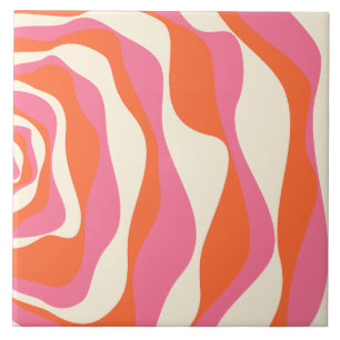 Ebb en Flow 4 - Roze, Sinaasappel en Crème Tegeltje