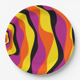Ebb en Flow 4 - Zwart, Roze, Oranje en Geel Papieren Bordje