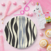 Ebb en Flow in zwart, grijs en crème Papieren Bordje (Feest)