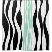 Ebb en Flow - Mint Green, White en Black Douchegordijn (Voorkant)