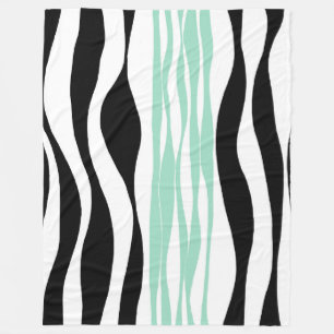 Ebb en Flow - Mint Green, White en Black Fleece Deken