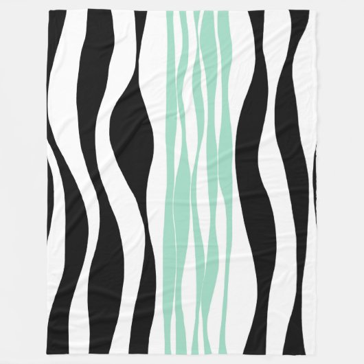 Ebb en Flow - Mint Green, White en Black Fleece Deken (Voorkant)