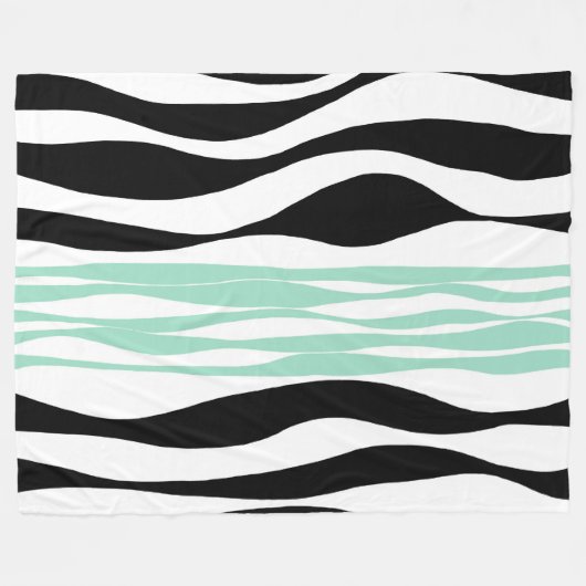 Ebb en Flow - Mint Green, White en Black Fleece Deken (Voorkant (Horizontaal))