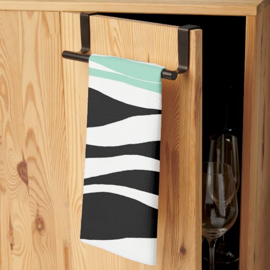 Ebb en Flow - Mint Green, White en Black Theedoek (Derde Gevouwen)
