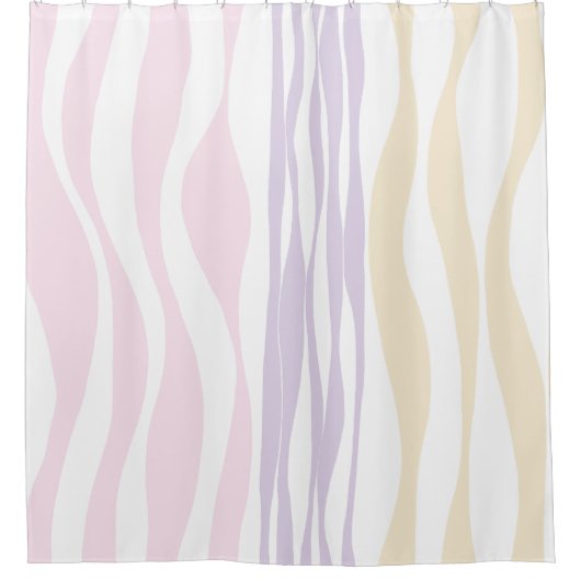 Ebb en Flow - Pastel Roze, Geel en Paars Douchegordijn (Voorkant)