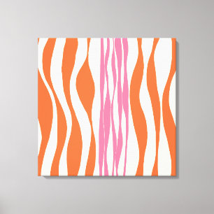 Ebb en Flow - Roze, Sinaasappel en crème Canvas Afdruk