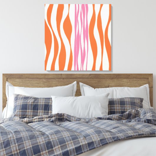 Ebb en Flow - Roze, Sinaasappel en crème Canvas Afdruk (Insitu (Slaapkamer))
