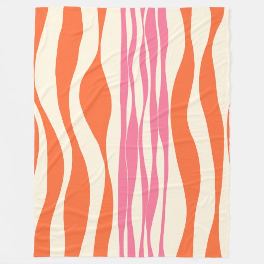Ebb en Flow - Roze, Sinaasappel en crème Fleece Deken (Voorkant)