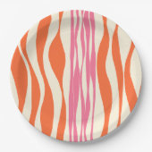 Ebb en Flow - Roze, Sinaasappel en crème Papieren Bordje (Voorkant)