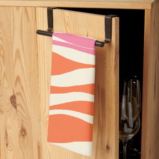 Ebb en Flow - Roze, Sinaasappel en crème Theedoek (Derde Gevouwen)