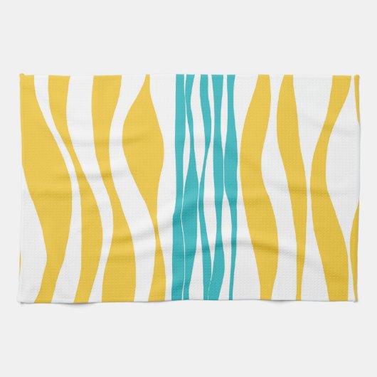 Ebb en Flow - Turquoise & Yellow Theedoek (Horizontaal)