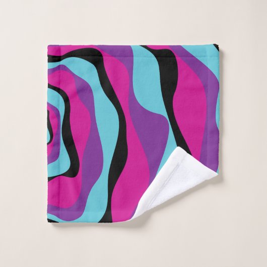 Ebb et flux 4 - rose, pourpre, bleu et noir (Gant de toilette)