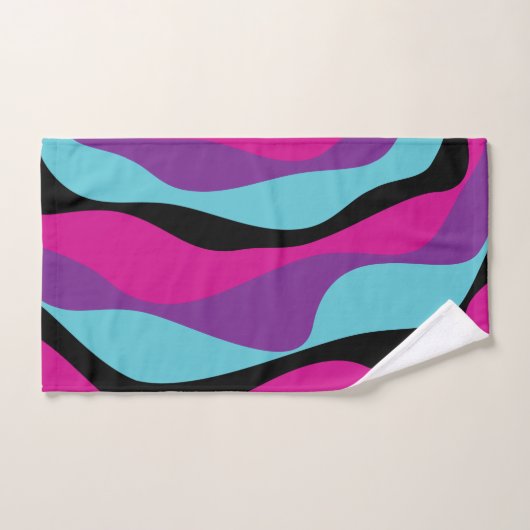 Ebb et flux 4 - rose, pourpre, bleu et noir (Serviette à main)