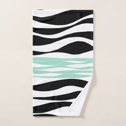 Ebb et flux - Mint vert, blanc et noir (Serviette à main)