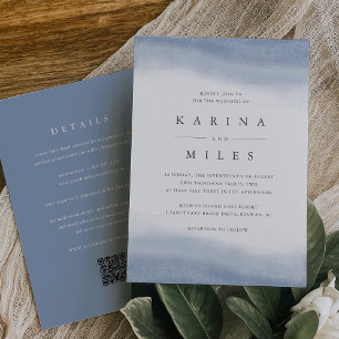 Ebb Tide Coastal Waterverf Alles in één bruiloft Kaart