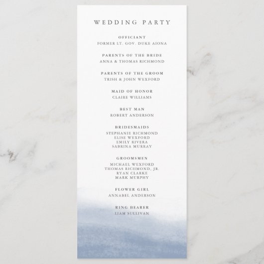 Ebb Tide Coastal Waterverf Wedding Programma (Achterkant)