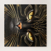 Ebbenhouten en Gouden Kat Legpuzzel (Horizontaal)