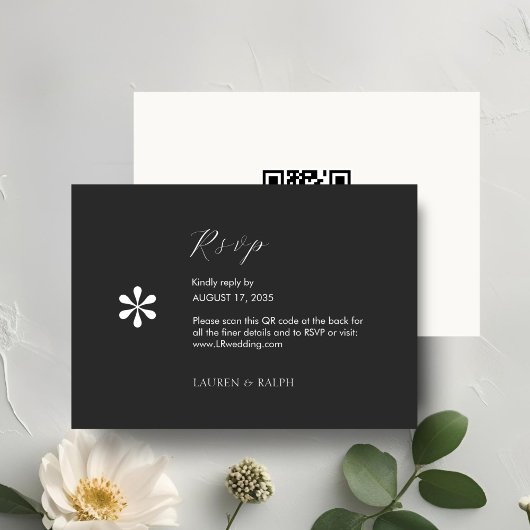 Ébène et ivoire | Chic QR Code Mariage RSVP