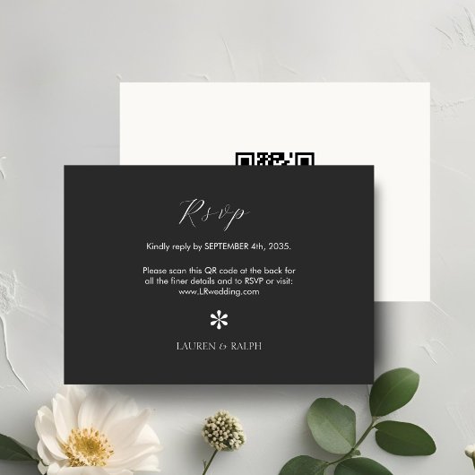 Ébène et ivoire | Chic QR Code Mariage RSVP