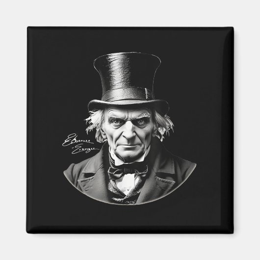 Ebeneezer Scrooge Rtrait With Signature Magneet (Voorkant)
