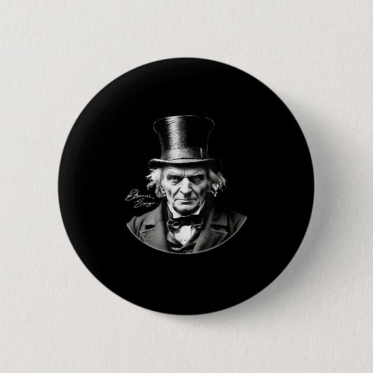 Ebeneezer Scrooge Rtrait With Signature  Ronde Button 5,7 Cm (Voorkant)