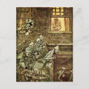 Ebenezer Scrooge Dickens Kerstman Vintage Briefkaart