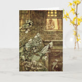 Ebenezer Scrooge Dickens Kerstman Vintage Kaart (Gele Bloem)