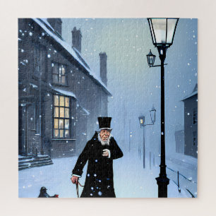 Ebenezer Scrooge Snowy Victoriaans Street Legpuzzel