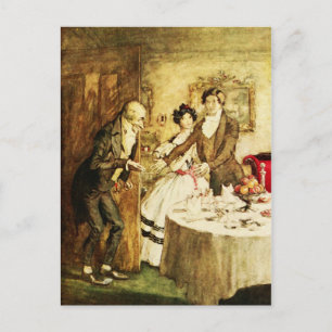 Ebenezer Scrooge Vintage Kerstmis Carol Nephew Briefkaart