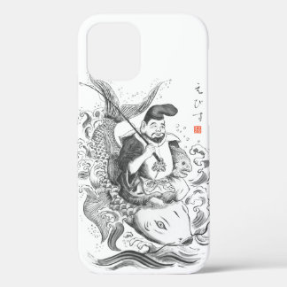 Ebisu - God van Vissen & Handel (inkt schildering) iPhone 12 Hoesje