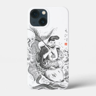 Ebisu - God van Visserij & Handel (inkt schilderin iPhone 13 Mini Hoesje