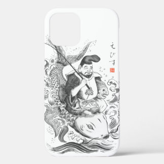 Ebisu - God van Visserij & Handel (inkt schilderin iPhone 12 Pro Hoesje