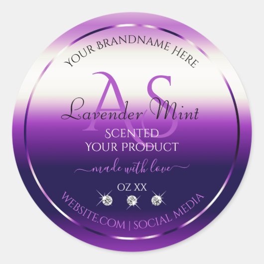 Éblouissant Purple Produit Étiquettes Diamants Mon (Devant)