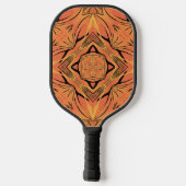 Ebony Black en Citrus Oranje Tropical Art Design Pickleball Paddle (Achterkant)