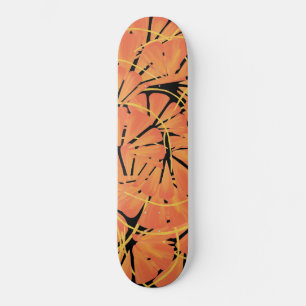 Ebony Black en Citrus Oranje Tropical Art Design Skateboard