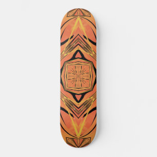 Ebony Black en Citrus Oranje Tropical Art Design Skateboard