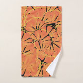 Ebony Black Et Citrus Orange Tropical Art Design (Serviette à main)