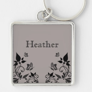Ebony Butterfly Floral Premium Sleutelhanger
