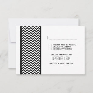 Ebony Chevron Border RSVP Card Kaartje