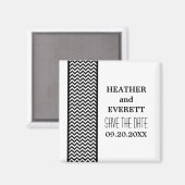 Ebony Chevron Border Save the Date Magnet Magneet (Voorkant / Achterkant)