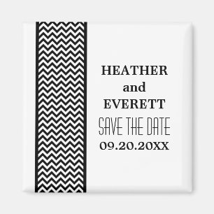 Ebony Chevron Border Save the Date Magnet Magneet