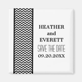 Ebony Chevron Border Save the Date Magnet Magneet