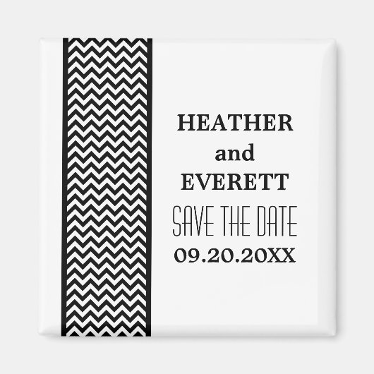 Ebony Chevron Border Save the Date Magnet Magneet (Voorkant)